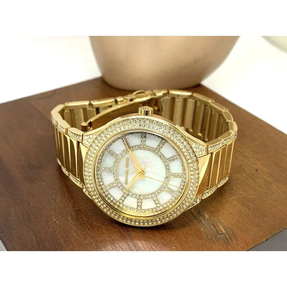 Michael Kors Women's Watch MK3312 Kerry Mother of Pearl Quartz Gold Gemmed 37mm
